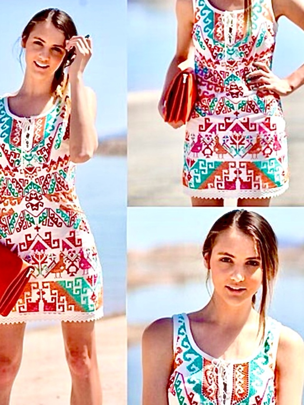 FREE PEOPLE AZTEC BIRD EMBROIDERED DRESS SZ 10 NWOT